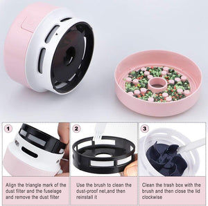 Diamond Tools, Diamond Accessories for Diamonds, Desk Accessories Hand-Held Vacuum Cleaner, Desk Vacuum Cleaner Mini (Pink)
