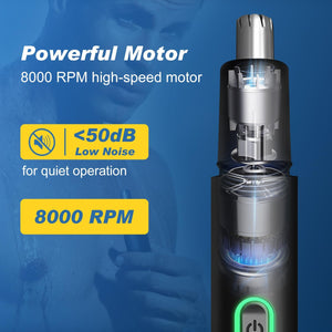 Precision Nose Hair Trimmer – 360° Safe & Efficient Electric Trimming, USB Rechargeable, Waterproof, for Nose, Ear, Eyebrows, and Beard Grooming